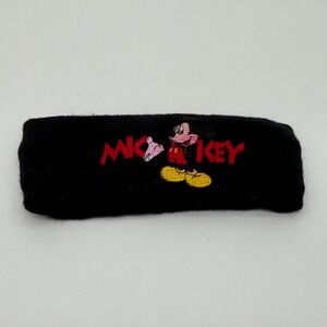 Vintage Disney Mickey Mouse‎ Black Headband Ear Warmer Embroidered Character
